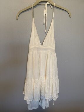 Steps NY White Halter Tie V-Neck Sundress